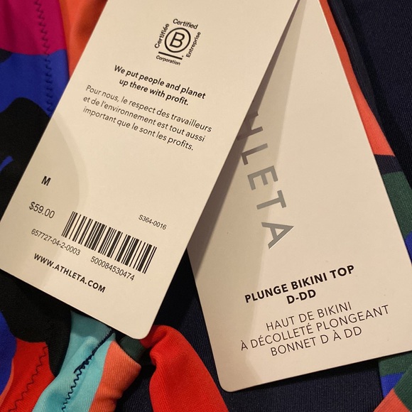 ❤️ Athleta Plunge Bikini Top D-DD // Tossed Floral Dress Blue - Picture 6 of 8